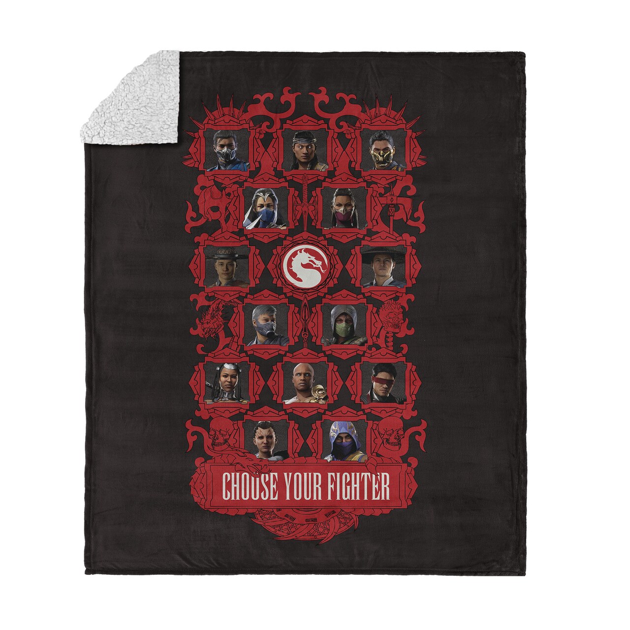 Warner Brothers Mortal Kombat Silk Touch Sherpa Throw Blanket